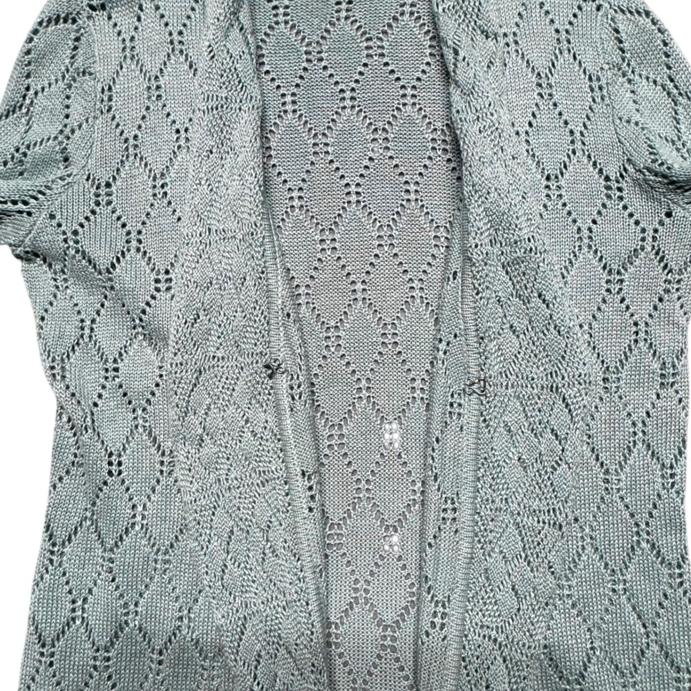 Pendleton Long Open Front Crochet Knit Cardigan S… - image 3